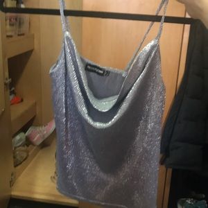 silver going out top with neckline similar to 2nd